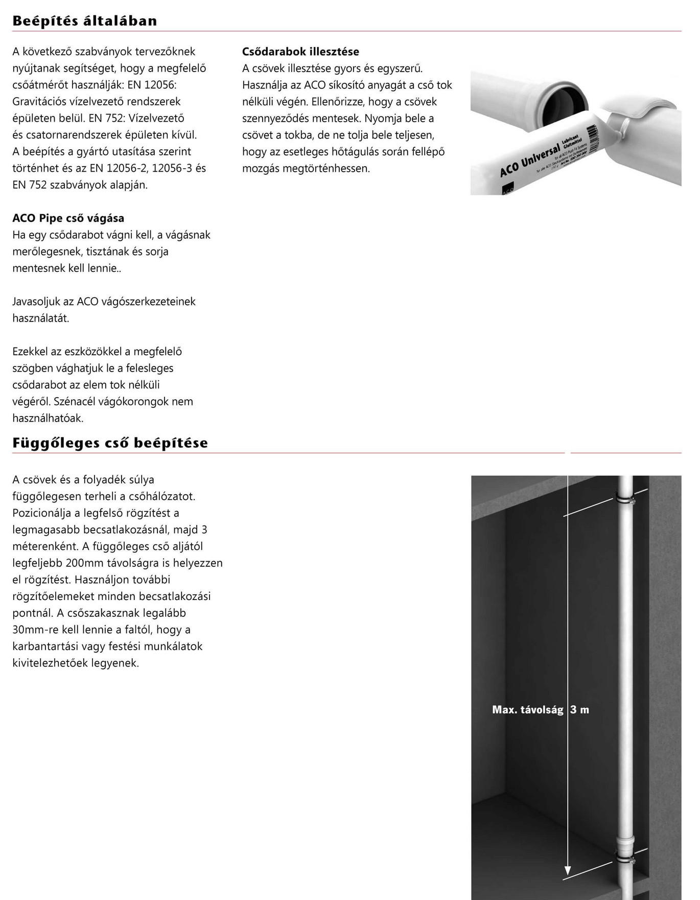 ACO Pipe beépítési útmutató -1