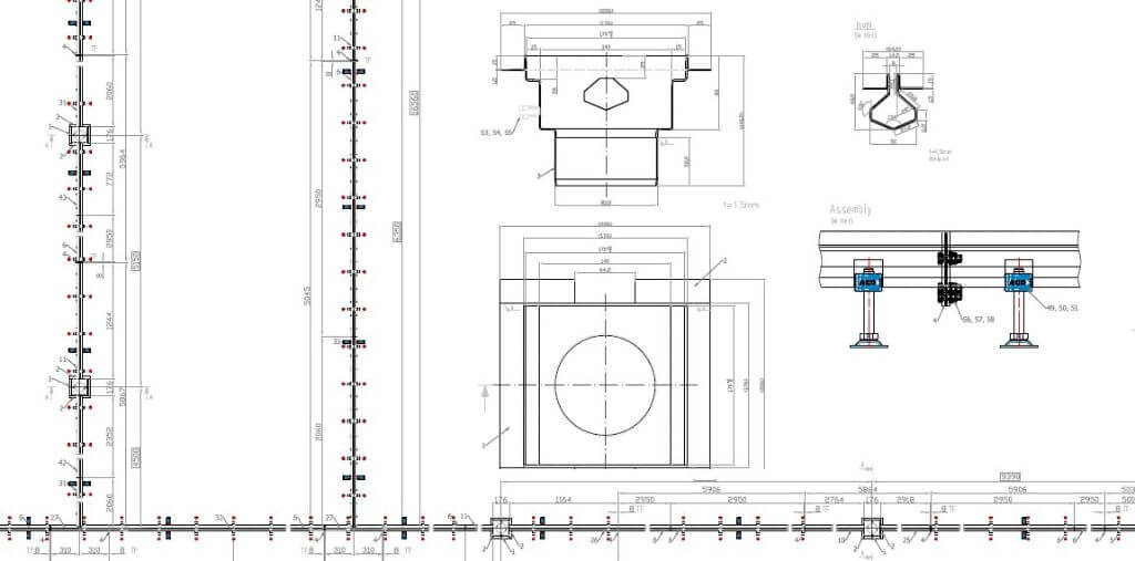 ACO Modular 8 résfolyóka gyártmányrajza egyedi típus esetén